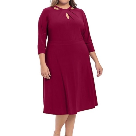 London Times Women’s Plus Fit & Flare Dress - Picture 1 of 12
